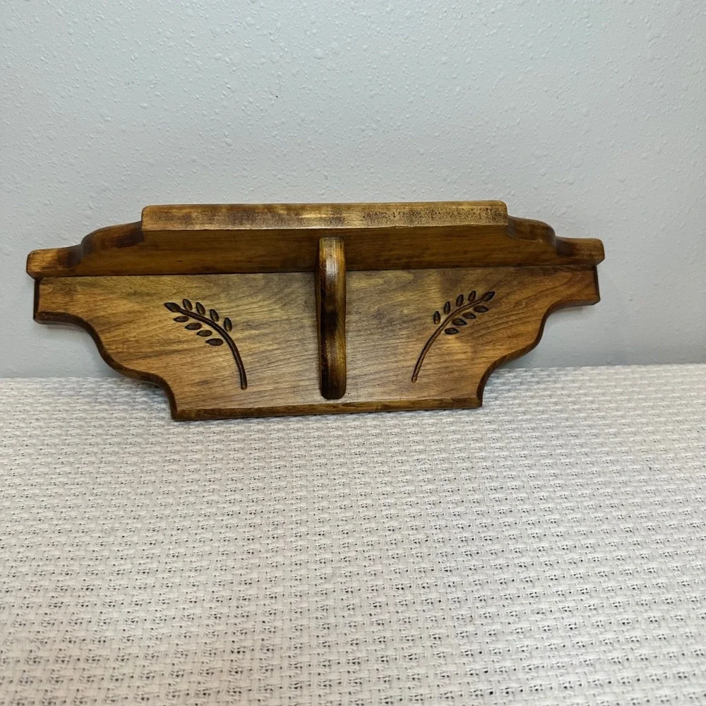 Wall Shelf Brown Wood Wheat Carved Rustic Decor Vintage Farmhouse 16x6 Natural